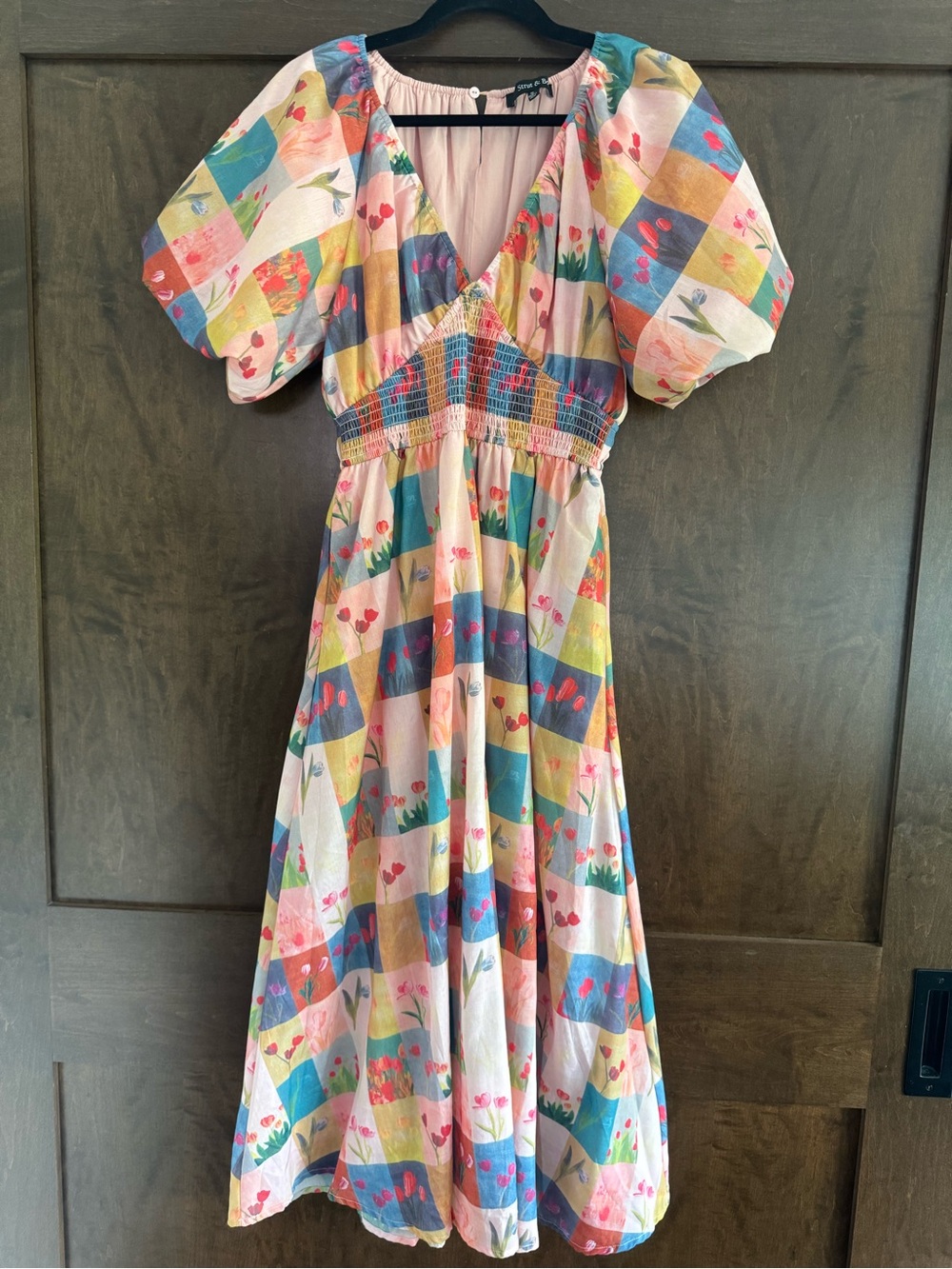 Strut & Bolt Tulip Meadows Tile Print Dress